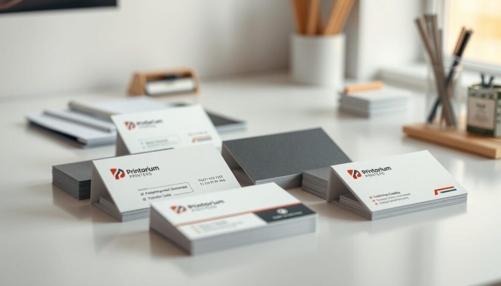 multi color business cards stacks for a few  IT companies